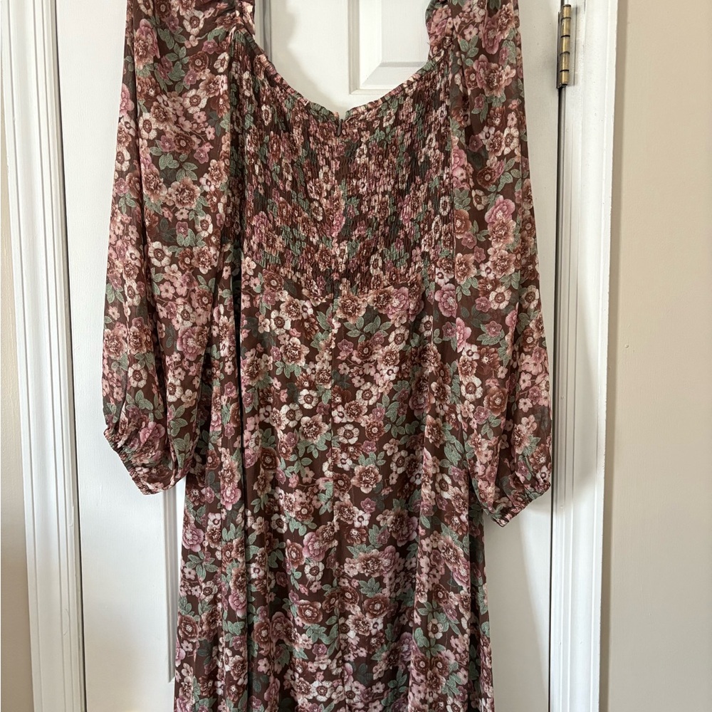 ASTR the Label Smocked Floral Square Neck Midi Dress NWT Size XL Cottagecore